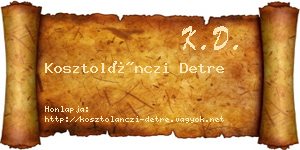 Kosztolánczi Detre névjegykártya